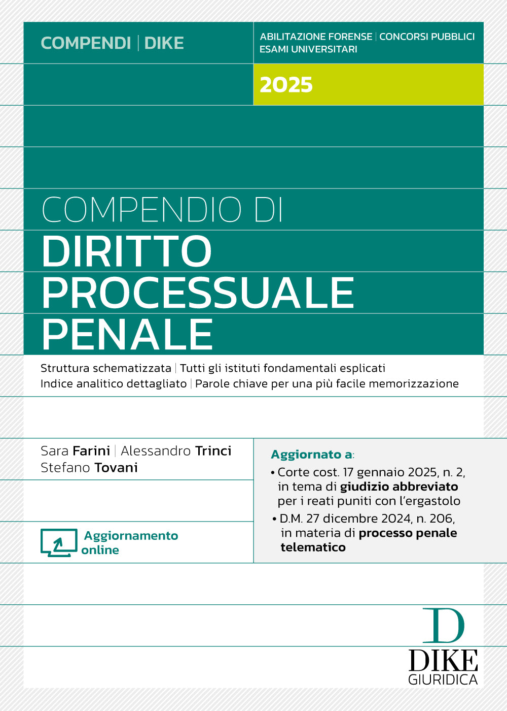 Compendio di Diritto Processuale Penale 2025 - Trinci, Farini, Tovani