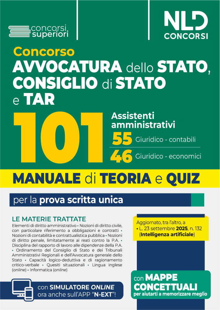 Concorso 101 Assistenti Avvocatura dello Stato, Consiglio di Stato e TAR Manuale di Teoria per la prova scritta 2025