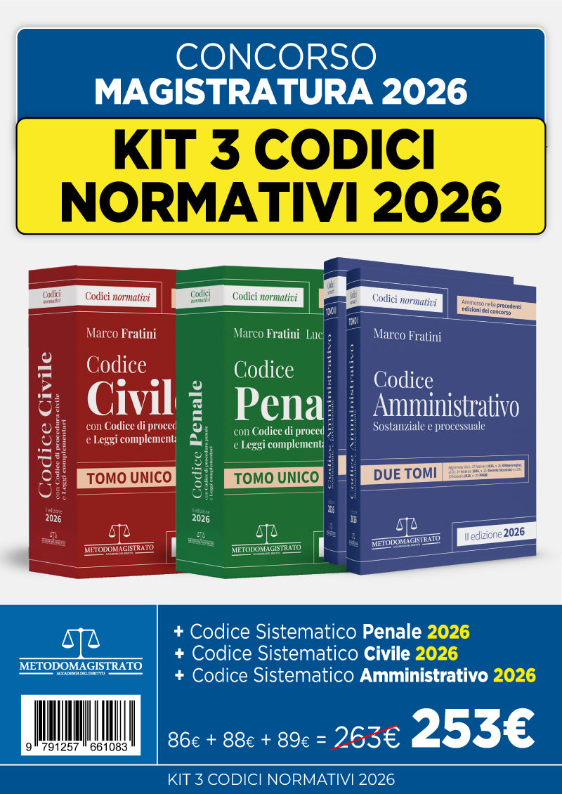 KIT Codici Sistematici FRATINI: Codice Civile, Penale e Amministrativo - Concorso in Magistratura 2026