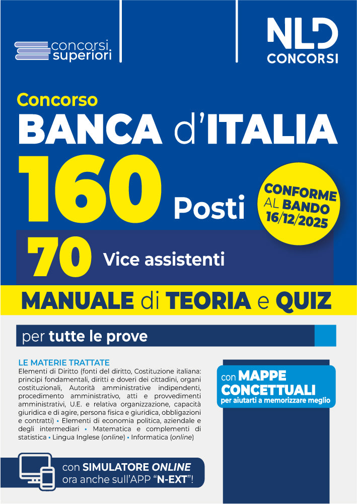 Concorso Banca d'Italia 160 posti 70 vice assistenti. Manuale di teoria e quiz per tutte le prove