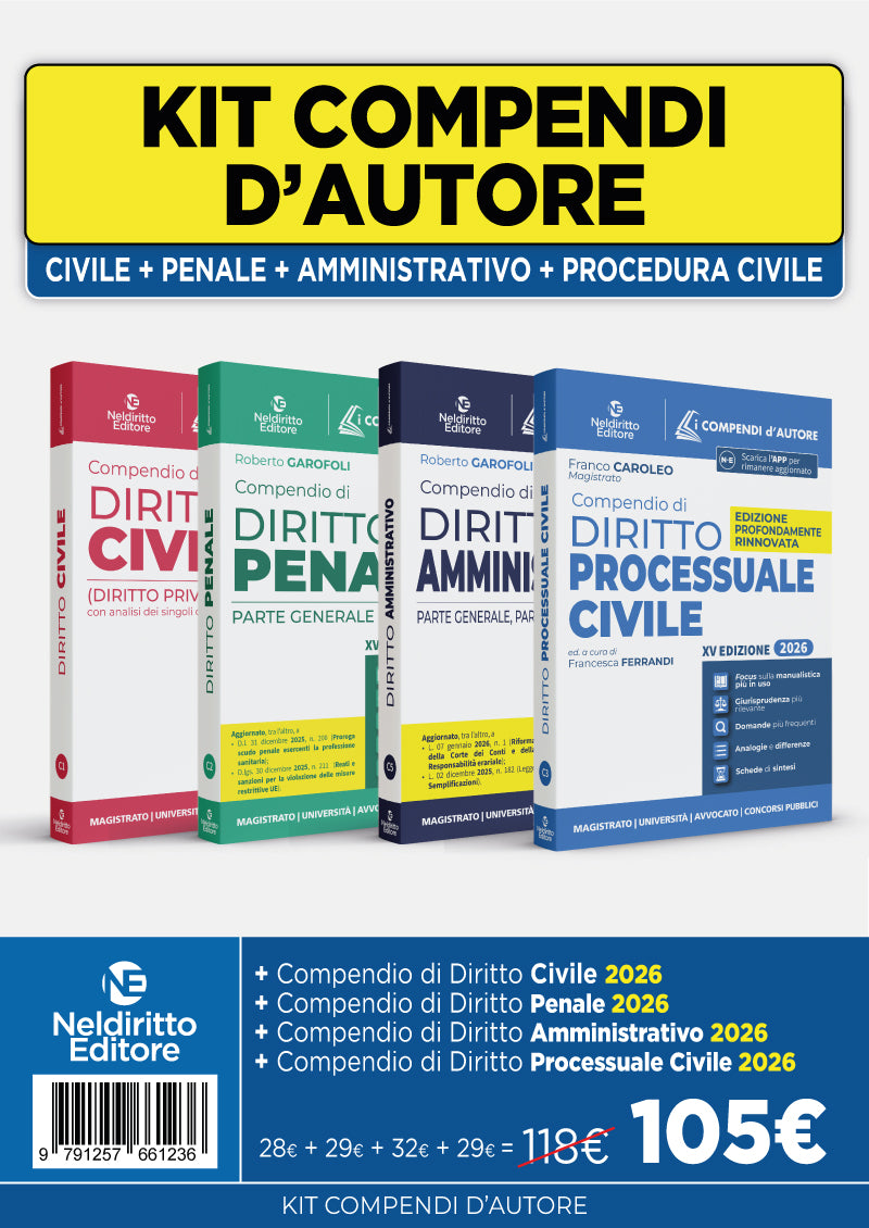 Kit Compendi d'Autore 2026: Civile + Penale + Amministrativo + Procedura Civile