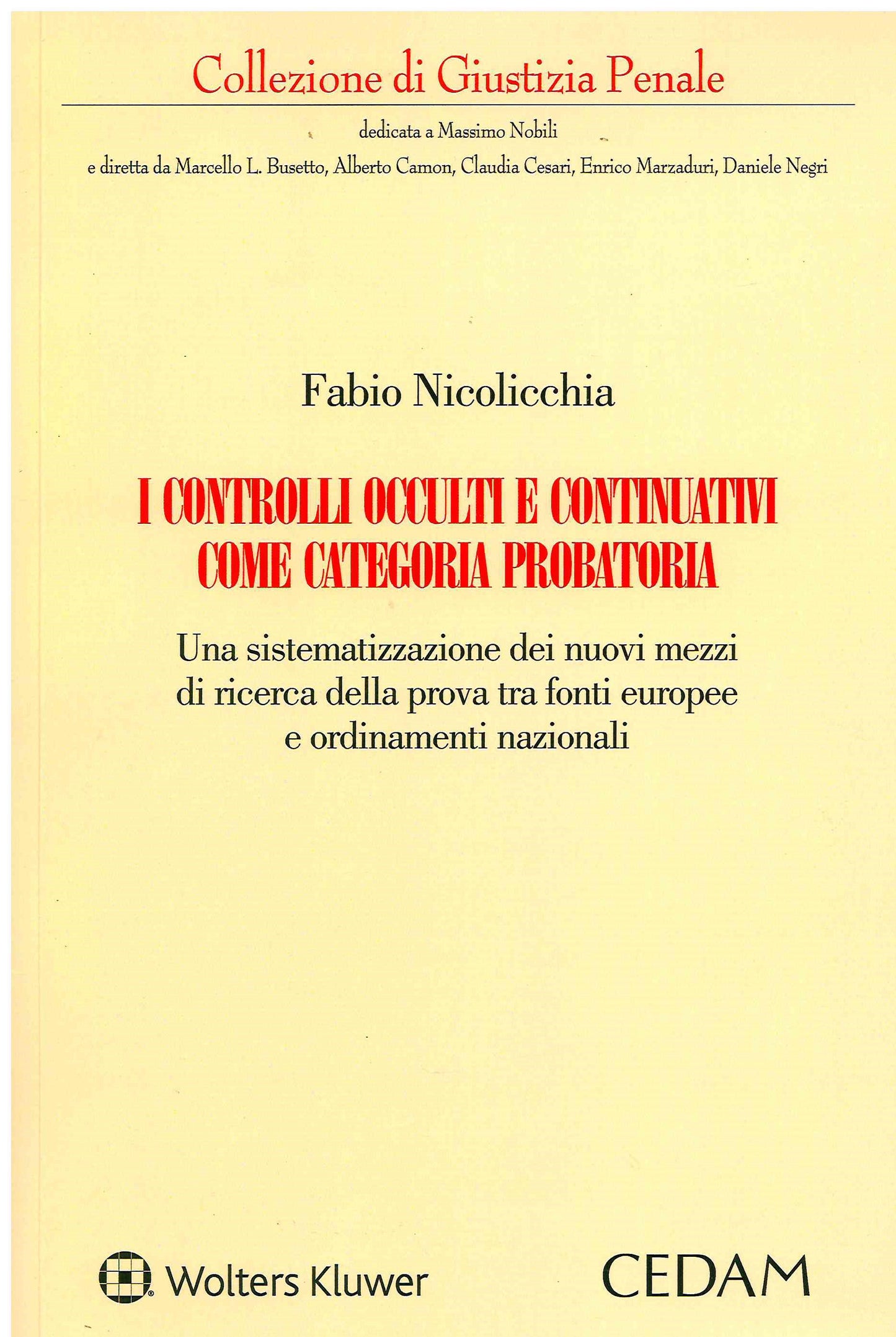 CONTROLLI OCCULTI E CONTINUATIVI - NICOLICCHIA