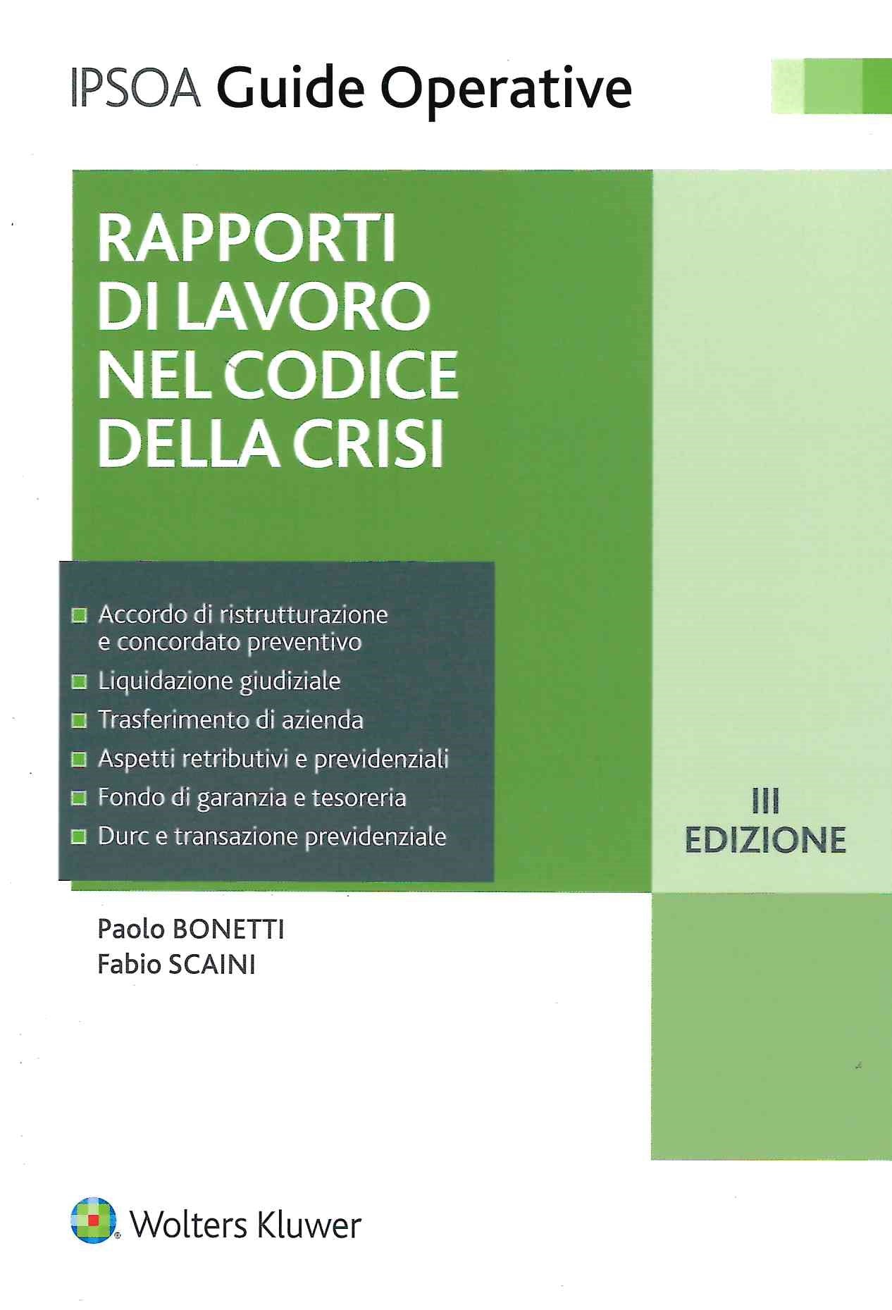 RAPPORTO LAVORO NELLA CRISI D'IMPRESA - BONETTI