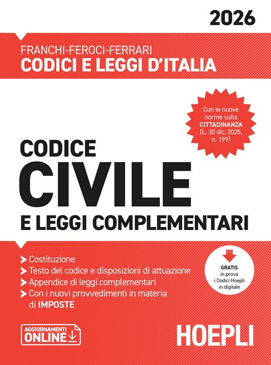 Codice civile e leggi complementari 2026 - Luigi Franchi, Virgilio Feroci, Santo Ferrari