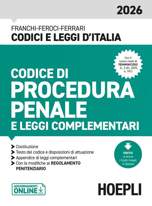 Codice di procedura penale e leggi complementari 2026 - Luigi Franchi, Virgilio Feroci, Santo Ferrari