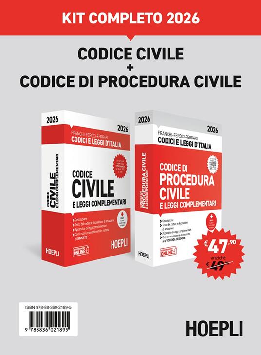 Codice civile + Codice di procedura civile. Kit completo 2026 - Luigi Franchi, Virgilio Feroci, Santo Ferrari