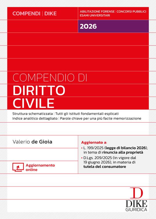Compendio di diritto civile 2026. Con aggiornamento online - Valerio De Gioia