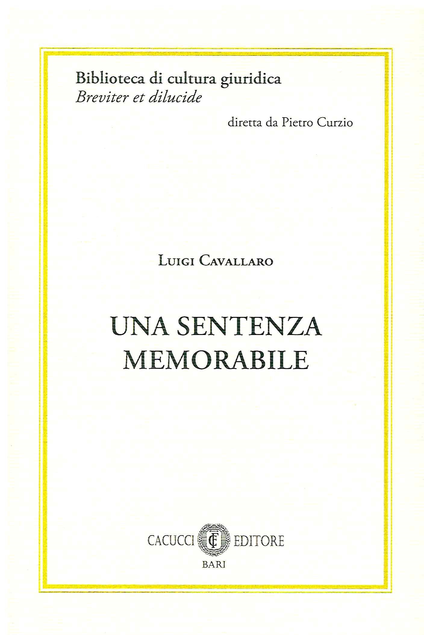 Una sentenza memorabile - Cavallaro