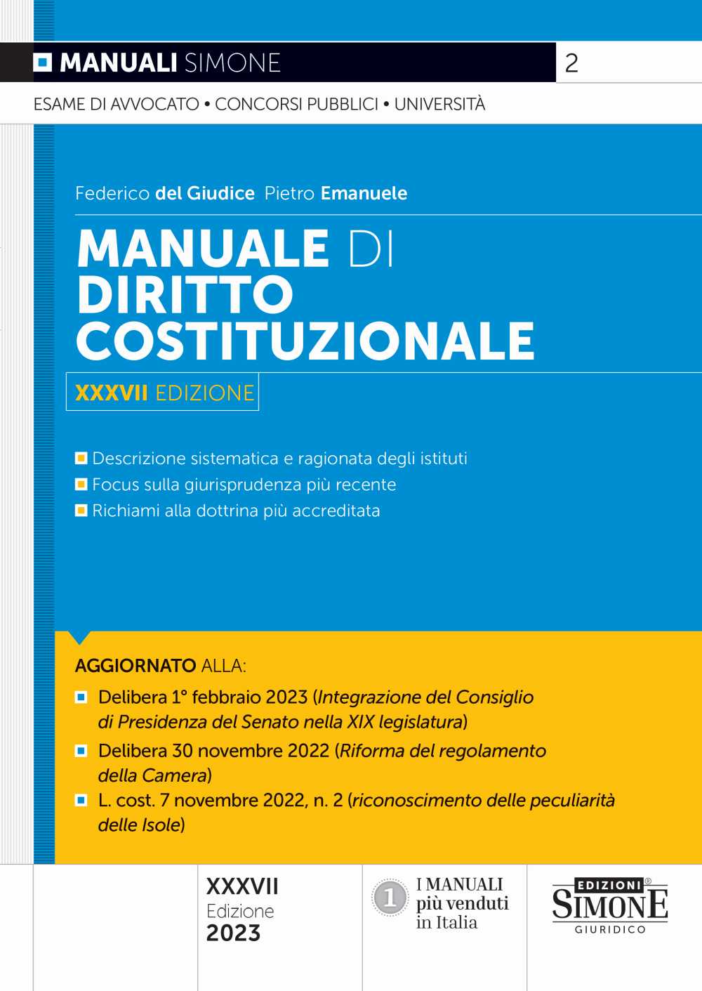 Manuale diritto costituzionale (37 ed.) - Del Giudice