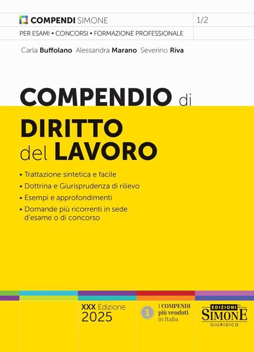 Compendio di diritto del lavoro 2025 (30°ed.) - Carla Buffolano, Alessandra Marano, Severino Riva