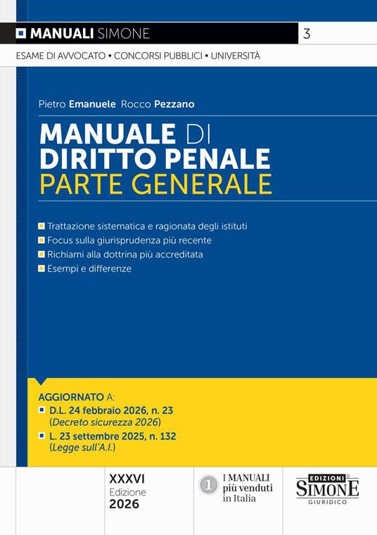 Manuale di diritto penale. Parte generale 2026 -