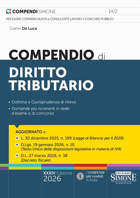 Compendio di diritto tributario 2026 - Gianni De Luca