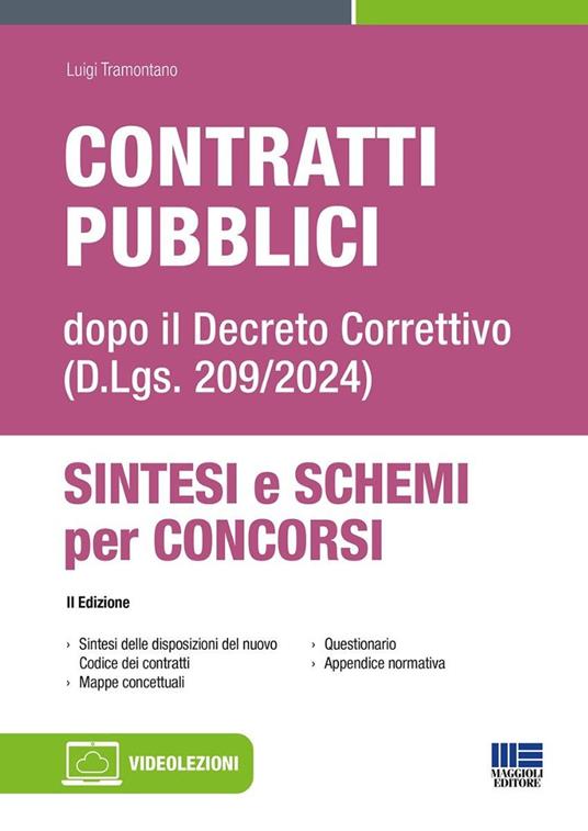 Contratti pubblici. Dopo il Decreto Correttivo (D.Lgs. 209/2024). Sintesi e schemi per concorsi. Con video-lezioni - Luigi Tramontano