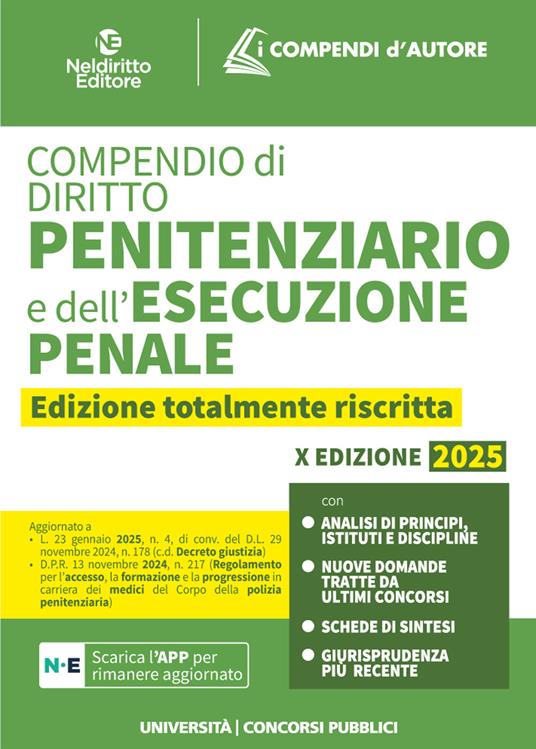 Compendio di diritto penitenziario e dell'esecuzione penale 2025 - Cataneo