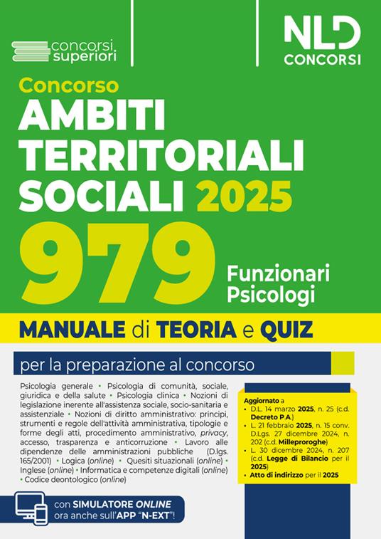 Manuale concorso ATS, Ambiti Territoriali Sociali, per 979 posti da Funzionario Psicologo. Teoria e quiz 2025. Con espansione online