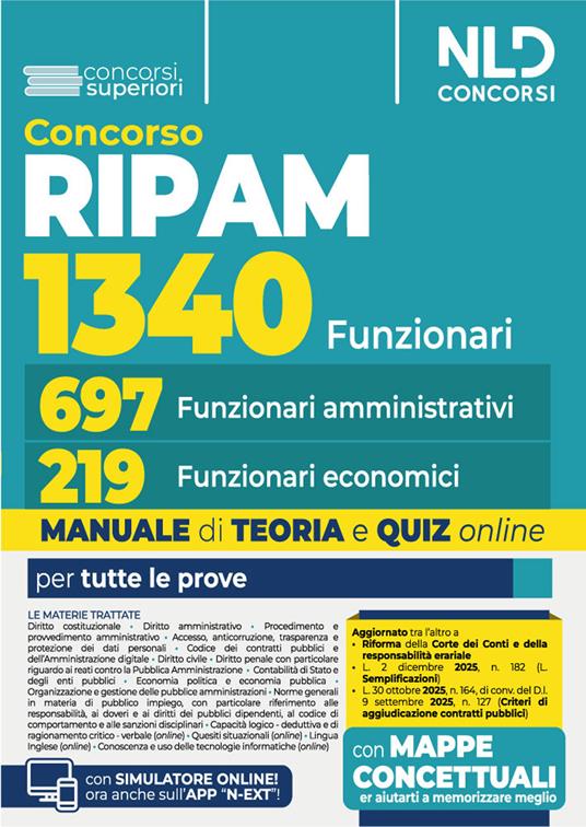 Concorso Funzionari Ripam per 1340 posti. Manuale unico per 697 funzionari amministrativi e 219 funzionari economici con teoria e quiz