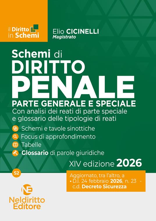 Schemi di Diritto Penale 2026. Parte generale e speciale di Elio Cicinelli