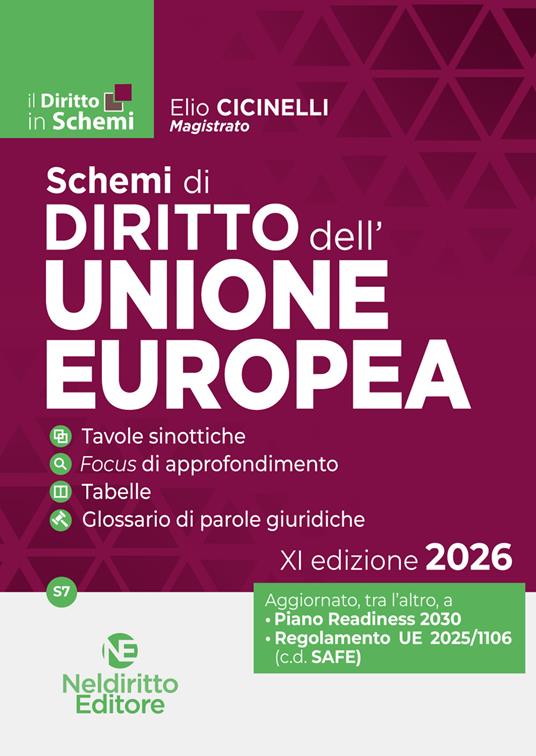 Schemi di diritto dell'Unione Europea 2026 - Elio Cicinelli