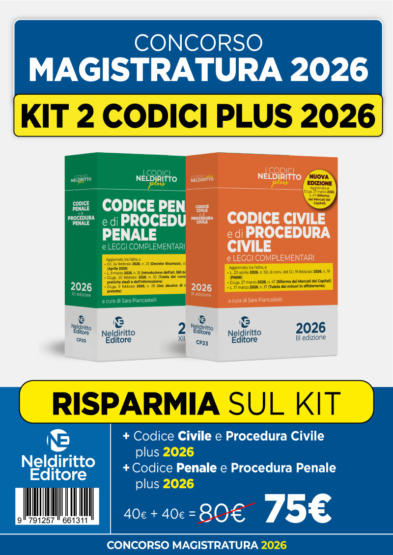 Kit Codice Penale e di Procedura Penale Plus + Codice Civile e di Procedura Civile Plus per il concorso in magistratura 2026 - Sara Piancastelli