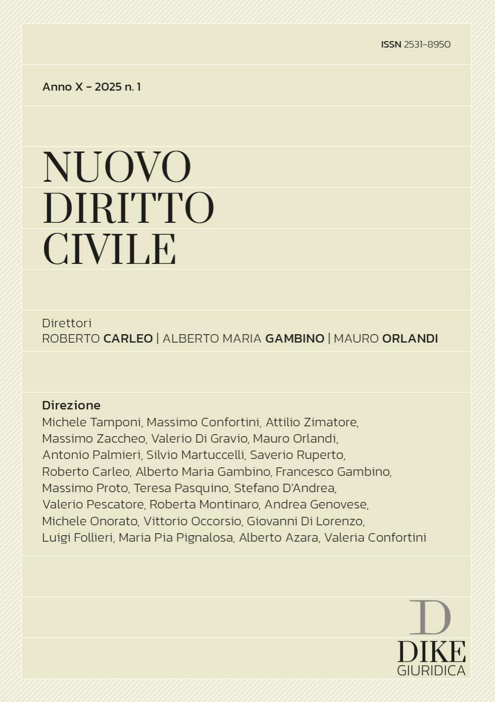 Nuovo Diritto Civile n. 1 – 2025