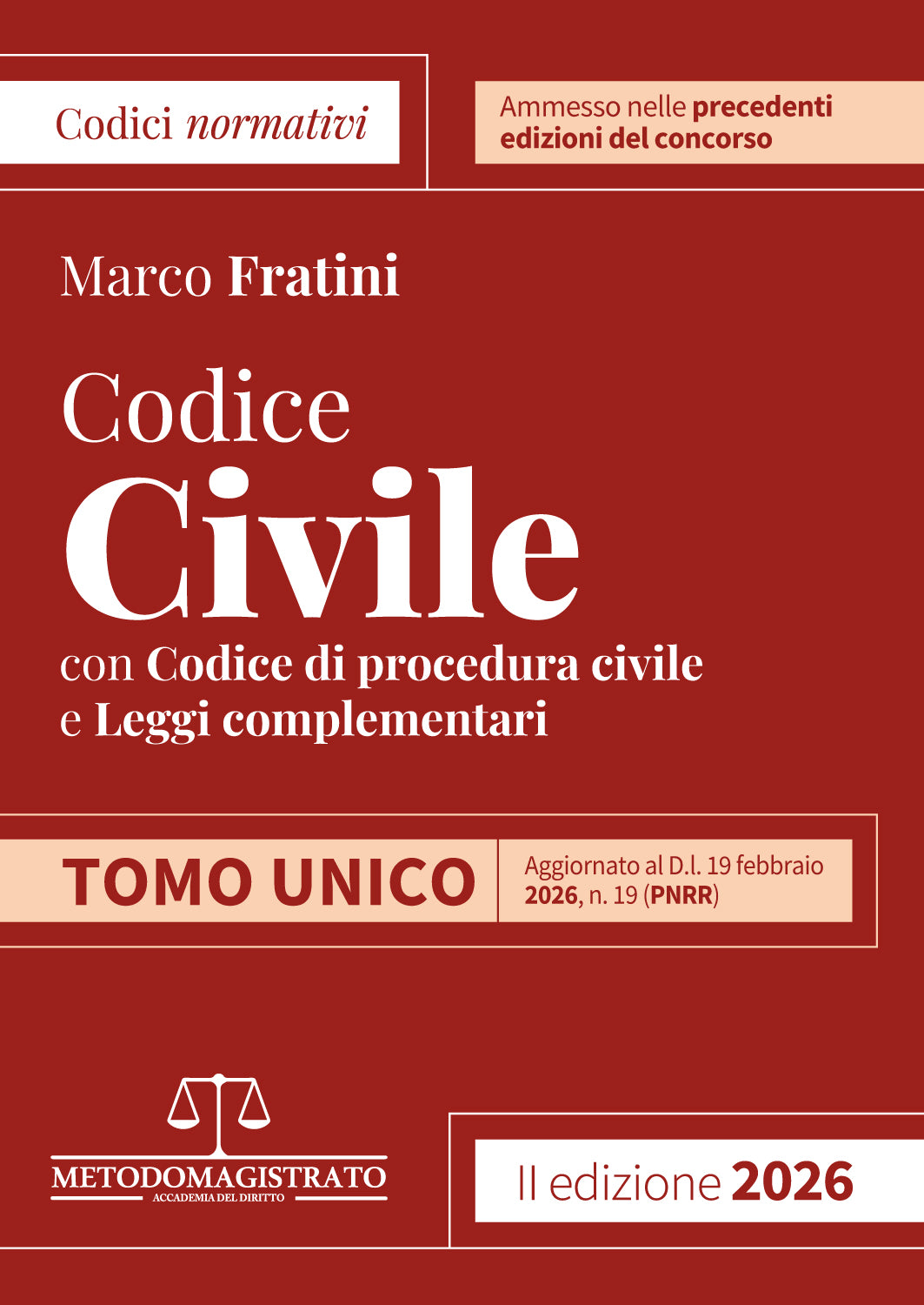 Codice Civile e Leggi Complementari 2026 (Concorso Magistratura 2026) - Fratini