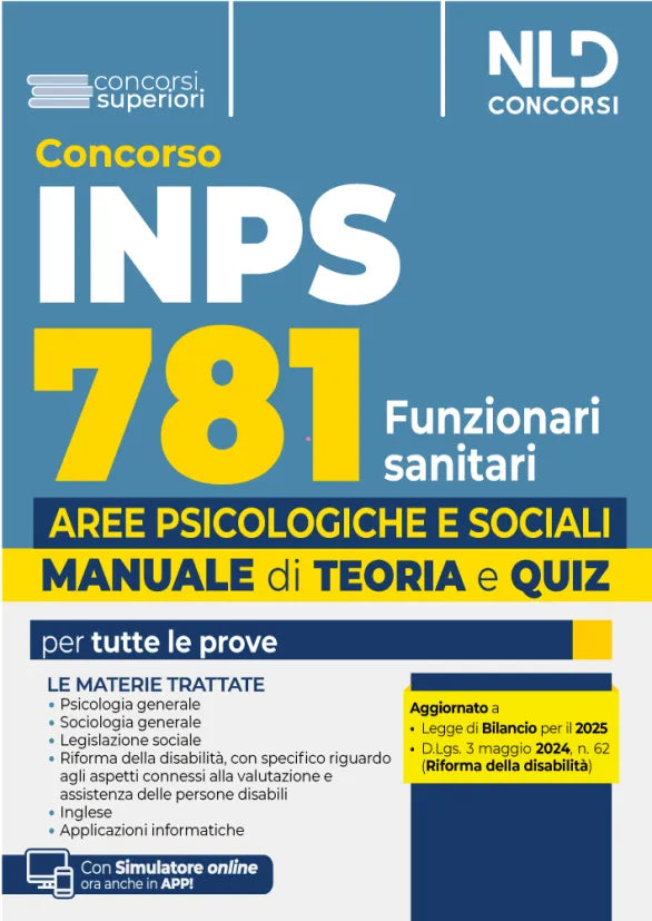 Concorso INPS 781 Funzionari sanitari 2025 - Manuale di teoria e quiz