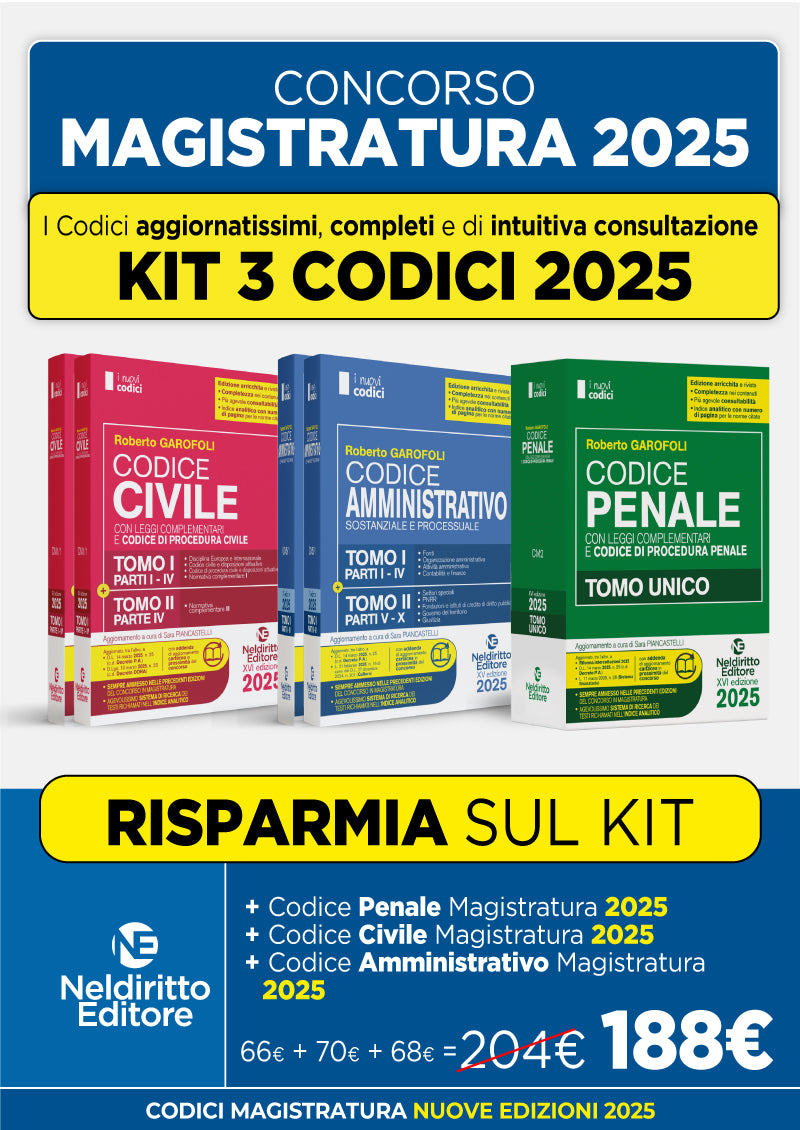 Kit 3 Codici normativi Civile, Penale e Amministrativo (Concorso in Magistratura 2025) - GAROFOLI