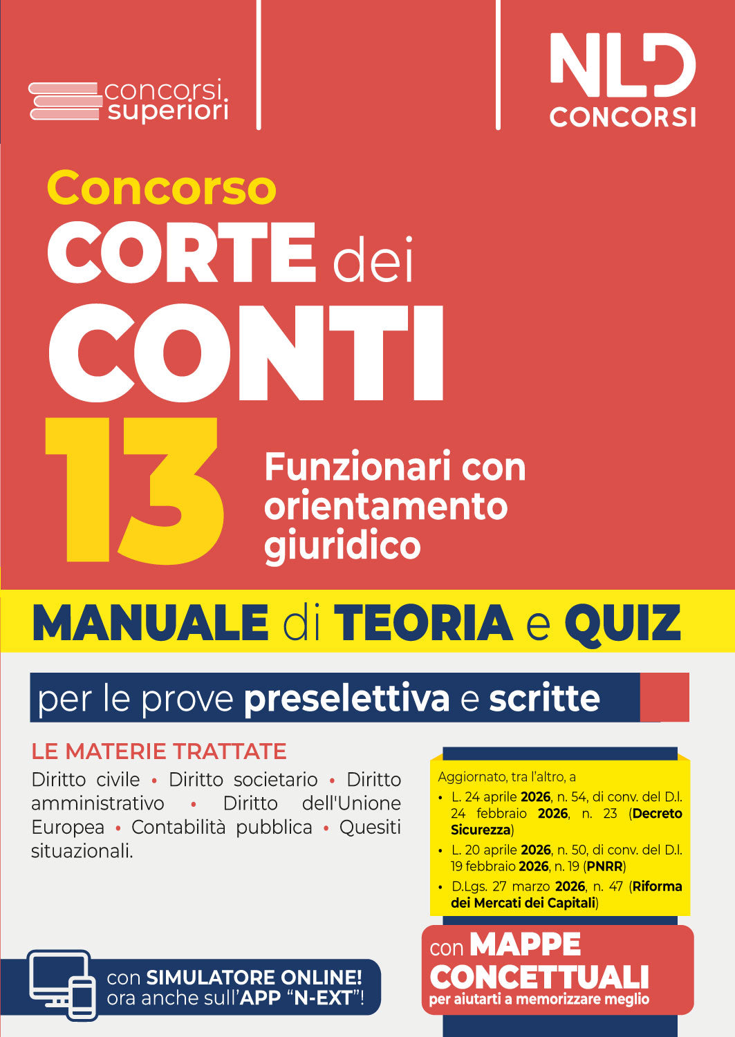 Concorso Corte dei Conti 13 Funzionari con orientamento giuridico Manuale di Teoria e Quiz 2026