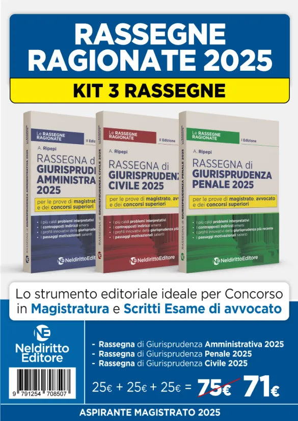 Kit 3 Rassegne di GIURISPRUDENZA Civile, Penale e Amministrativo 2025