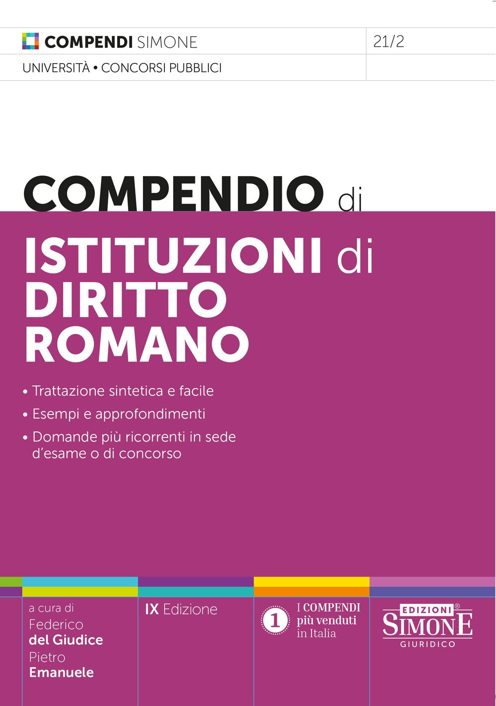 Compendio di Istituzioni di Diritto Romano 2026 - Federico del Giudice, Pietro Emanuele