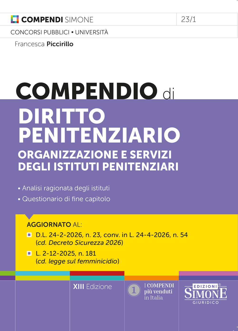 Compendio di Diritto Penitenziario 2026 - Francesca Piccirillo
