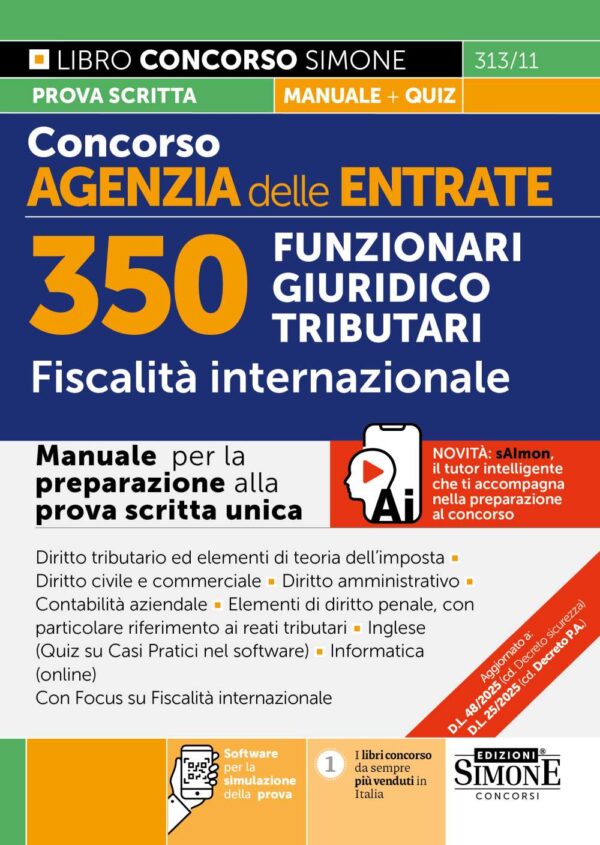 Concorso Agenzia delle Entrate – 350 Funzionari Giuridico Tributari – Fiscalità internazionale – Manuale