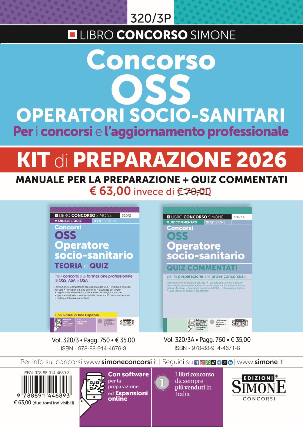 Concorso OSS – Operatori Socio-Sanitari – Per i concorsi e l’aggiornamento professionale – KIT di preparazione 2026 (320/3 + 320/3A)