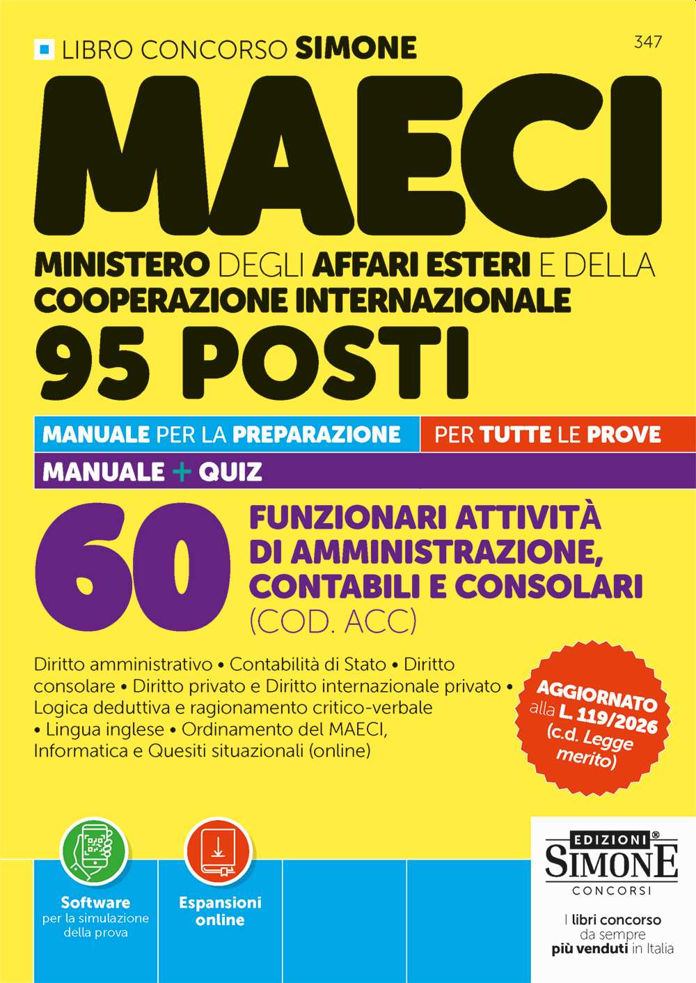 Concorso MAECI 95 Posti – 60 Funzionari attività di amministrazione, contabili e consolari (COD. ACC) – Manuale
