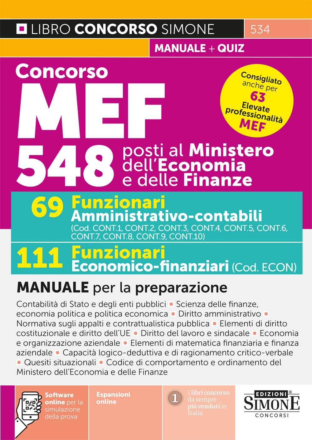 Concorso MEF 548 posti – 69 Funzionari Amministrativo-contabili – 111 Funzionari Economico-finanziari – Manuale