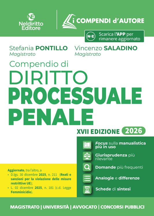 Compendio di Procedura Penale 2026 - S. Pontillo, V. Saladino
