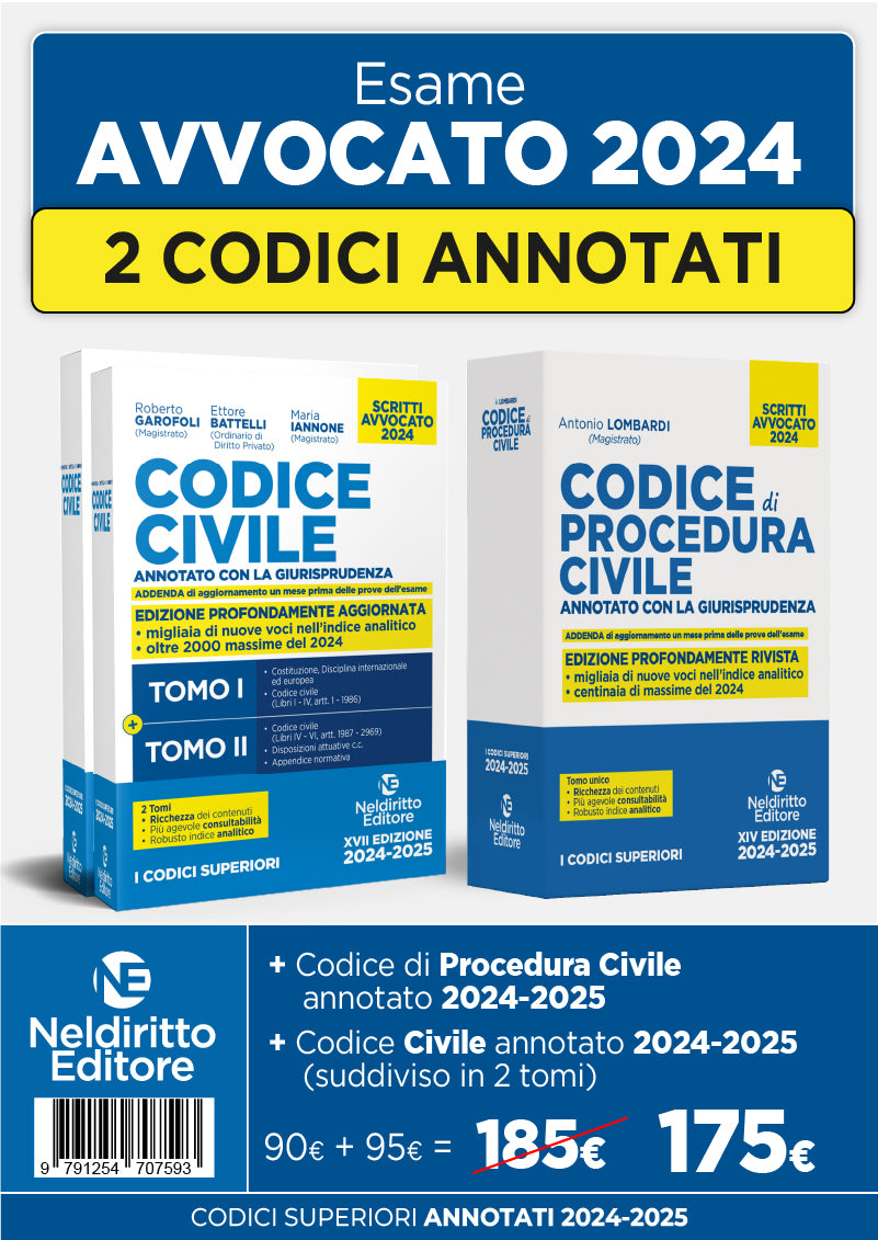 PROMO KIT Codice Civile + Procedura Civile Annotato con la Giurisprudenza (Esame Avvocato 2024-2025) - GAROFOLI