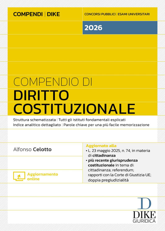 Compendio di Diritto Costituzionale 2026 - Alfonso Celotto