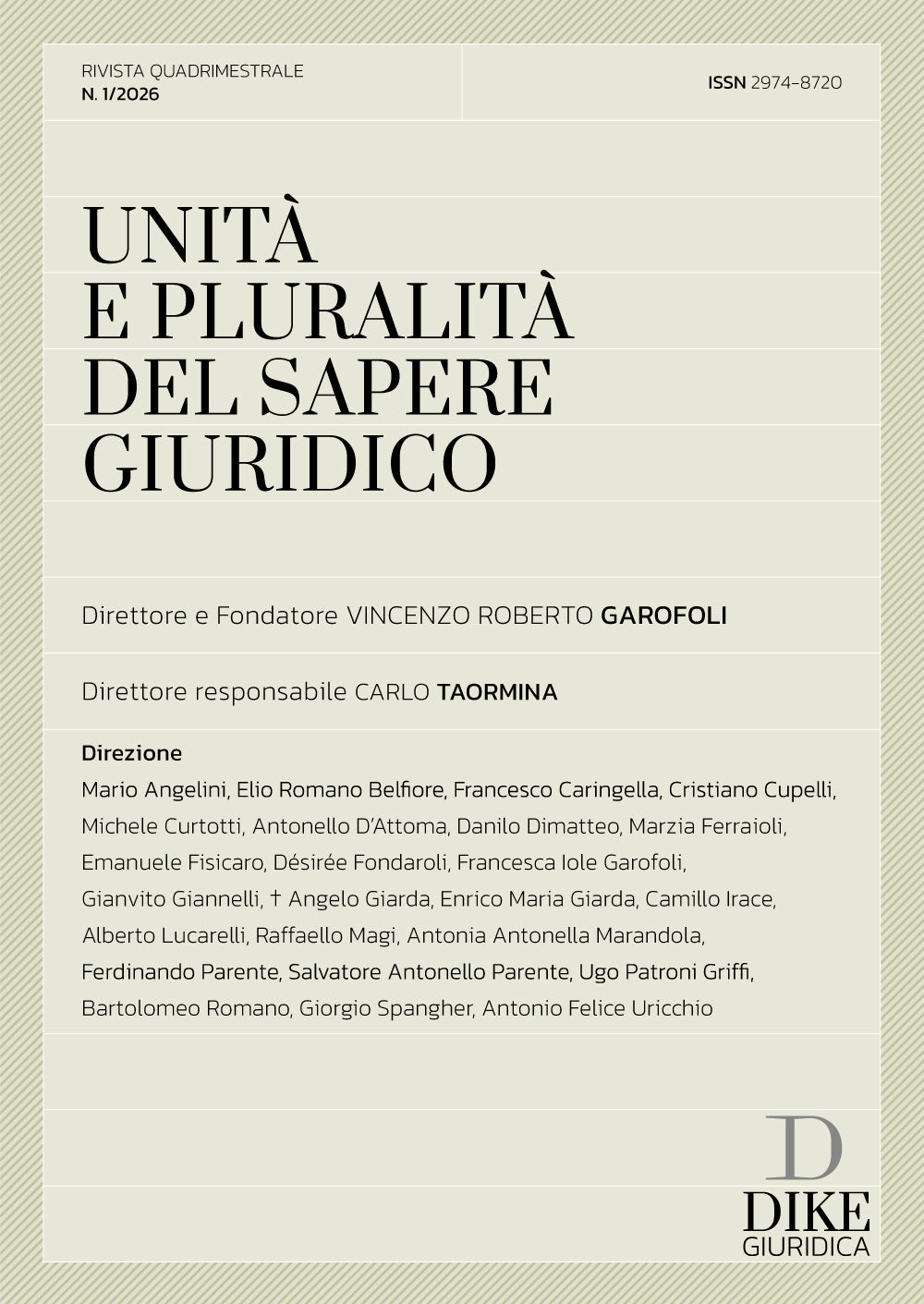 Unità e pluralità del sapere giuridico – UPS1/26 - GAROFOLI, TAORMINA