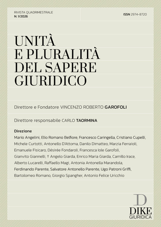 Unità e pluralità del sapere giuridico – UPS1/26 - GAROFOLI, TAORMINA