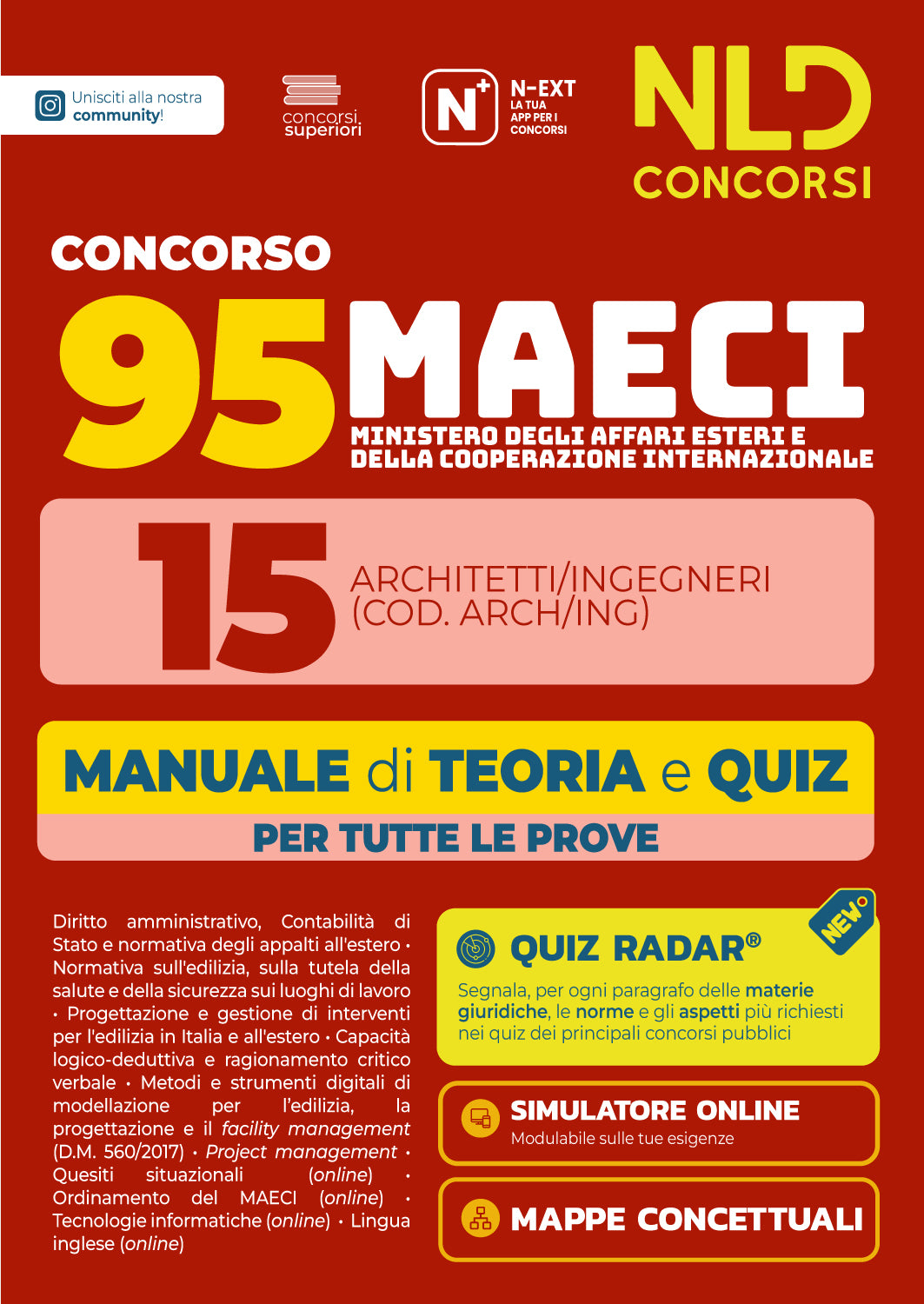 Concorso 95 MAECI 15 Architetti e Ingegneri Manuale di teoria e quiz per la prova preselettiva e scritta 2026 con Simulatore