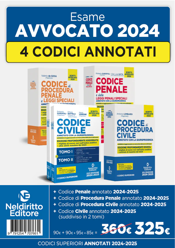 PROMO KIT 4 Codici Annotati con la Giurisprudenza (Esame Avvocato 2024-2025)