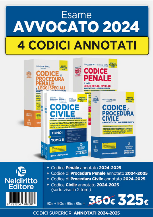 PROMO KIT 4 Codici Annotati con la Giurisprudenza (Esame Avvocato 2024-2025)