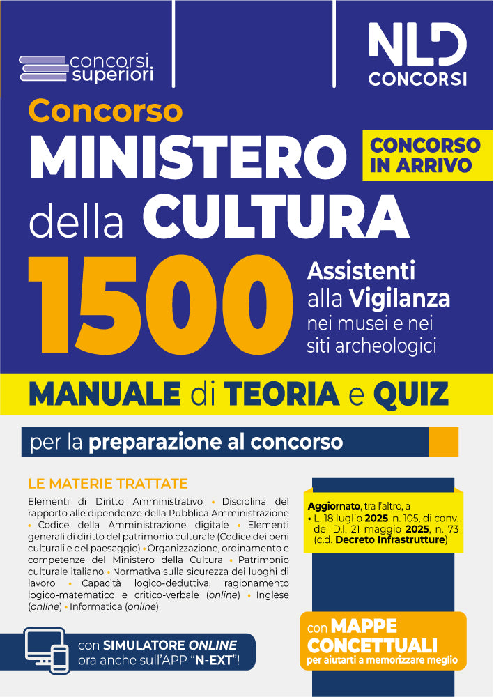Concorso Ministero della Cultura 1500 Assistenti alla vigilanza. Manuale di Teoria e quiz per la preparazione al concorso