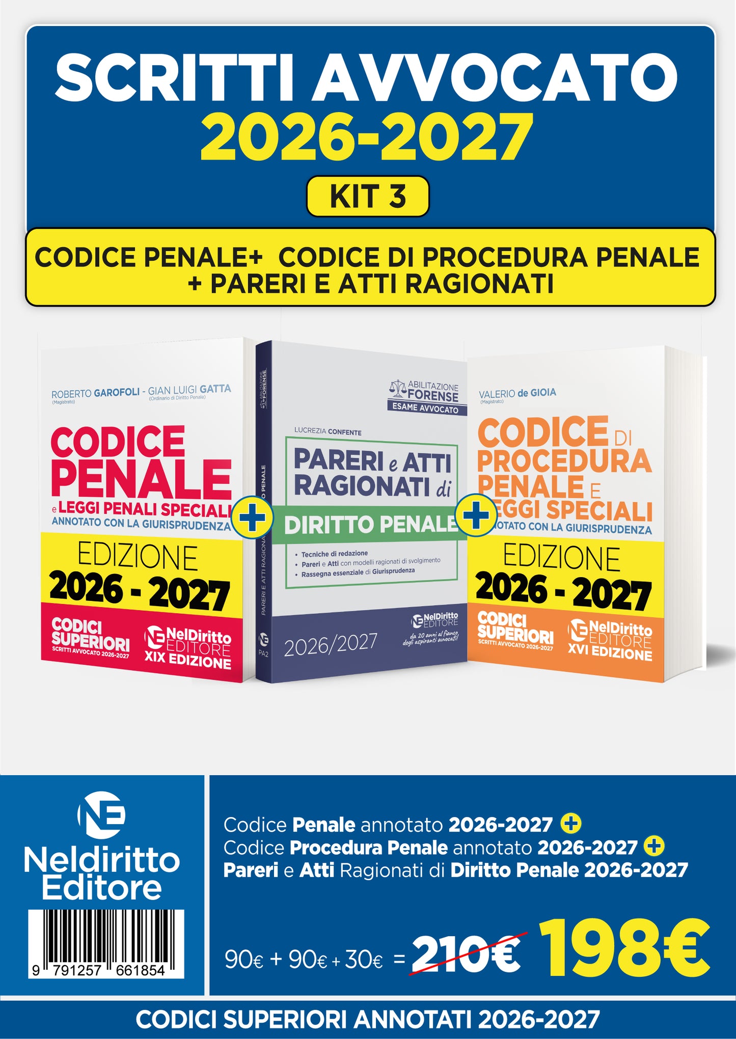 Kit 3 Codice Penale +Codice di procedura penale annotati +Pareri di penale 2026 - R. Garofoli