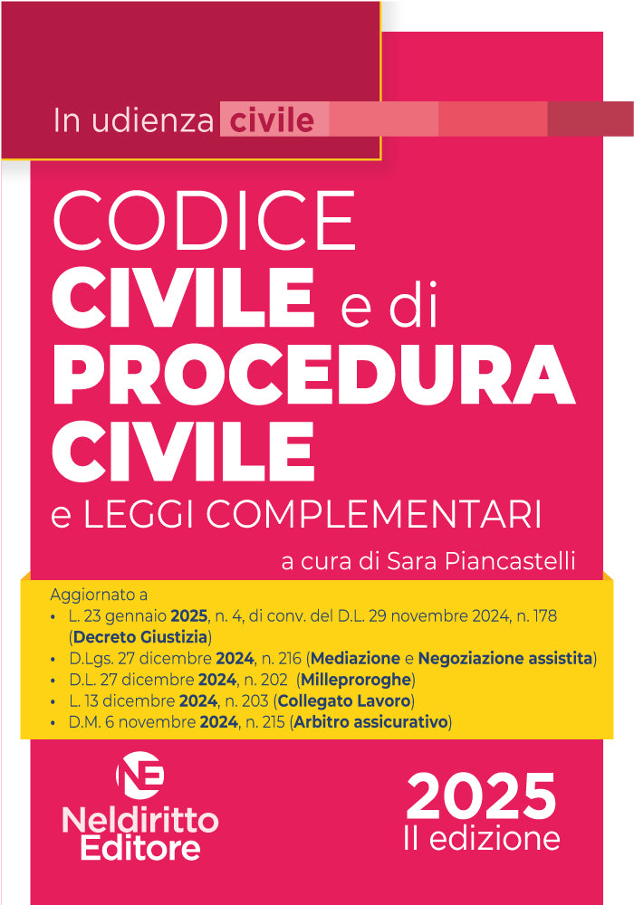 Codice Civile e di Procedura civile in udienza 2025. Aggiornato al I e al II Decreto Correttivo Cartabia