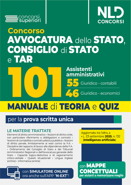 Concorso 101 Assistenti Avvocatura dello Stato, Consiglio di Stato e TAR Manuale di Teoria per la prova scritta 2025