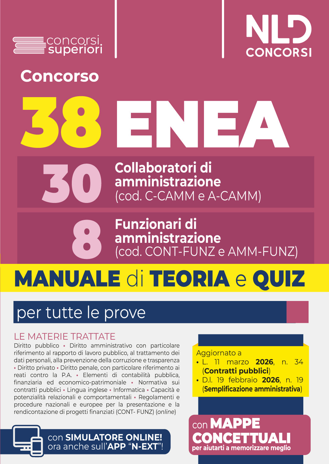 Concorso 38 posti ENEA 30 Collaboratori di amministrazione e 8 Funzionari di amministrazione Manuale di teoria e quiz con Mappe concettuali