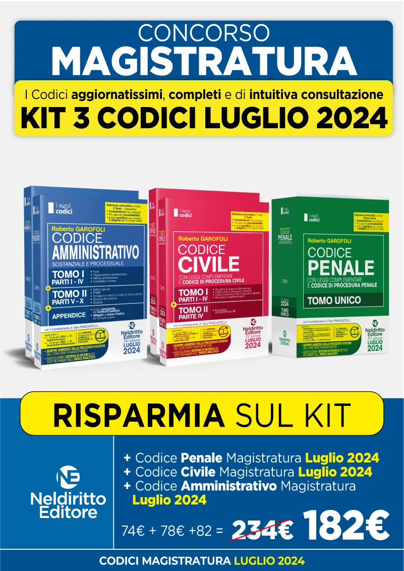 PROMO KIT: Codici Normativi Civile, Penale e Amministrativo (Concorso Magistratura Settembre 2024) + ADDENDA DI AGGIORNAMENTO - Garofoli