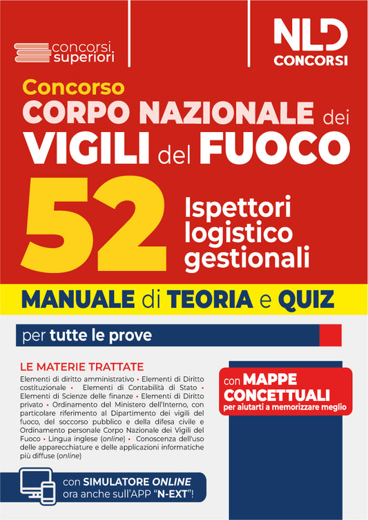 Concorso 52 Ispettori Logistico Gestionali Vigili del Fuoco Manuale di teoria e quiz per tutte le prove